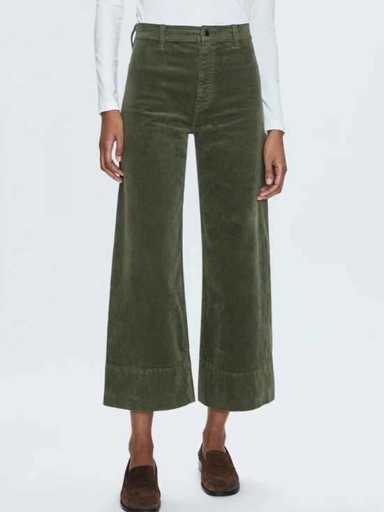 pistola Pants - BOHEMIAN CHIC PISTOLA OLIVE GREEN PENNY CROP WIDE LEG MRTNI